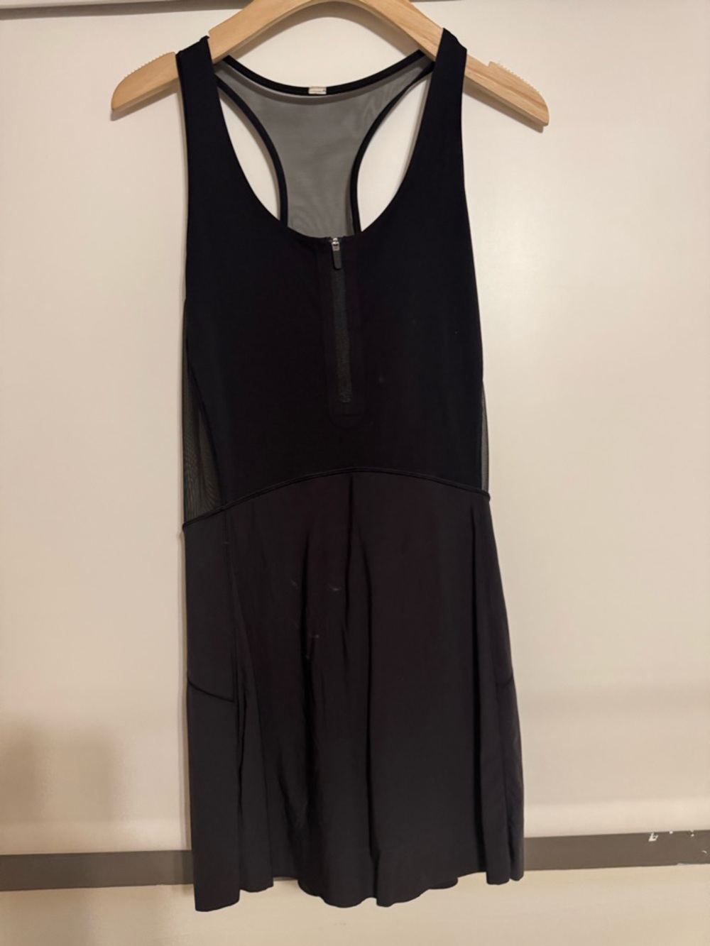 Black Racerback Zip Front Active Dress